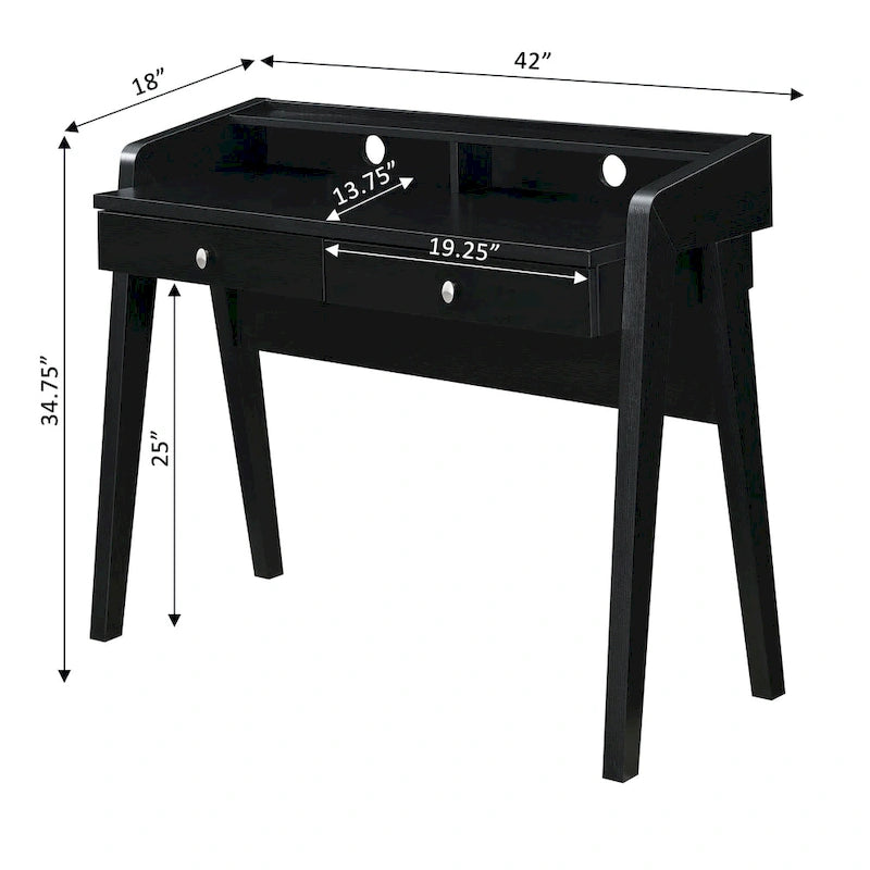 Bureau Newport Deluxe 2 tiroirs avec étagère Convenience Concepts