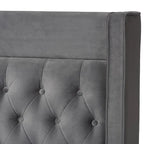 Lit plateforme glamour capitonné en velours contemporain