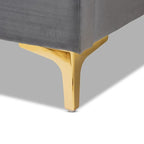 Lit plateforme glamour capitonné en velours contemporain