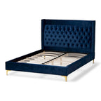 Lit plateforme glamour capitonné en velours contemporain