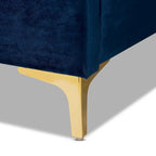 Lit plateforme glamour capitonné en velours contemporain