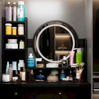 Coiffeuse de maquillage à 5 tiroirs avec miroir lumineux (ROSE/NOIR) - 52H