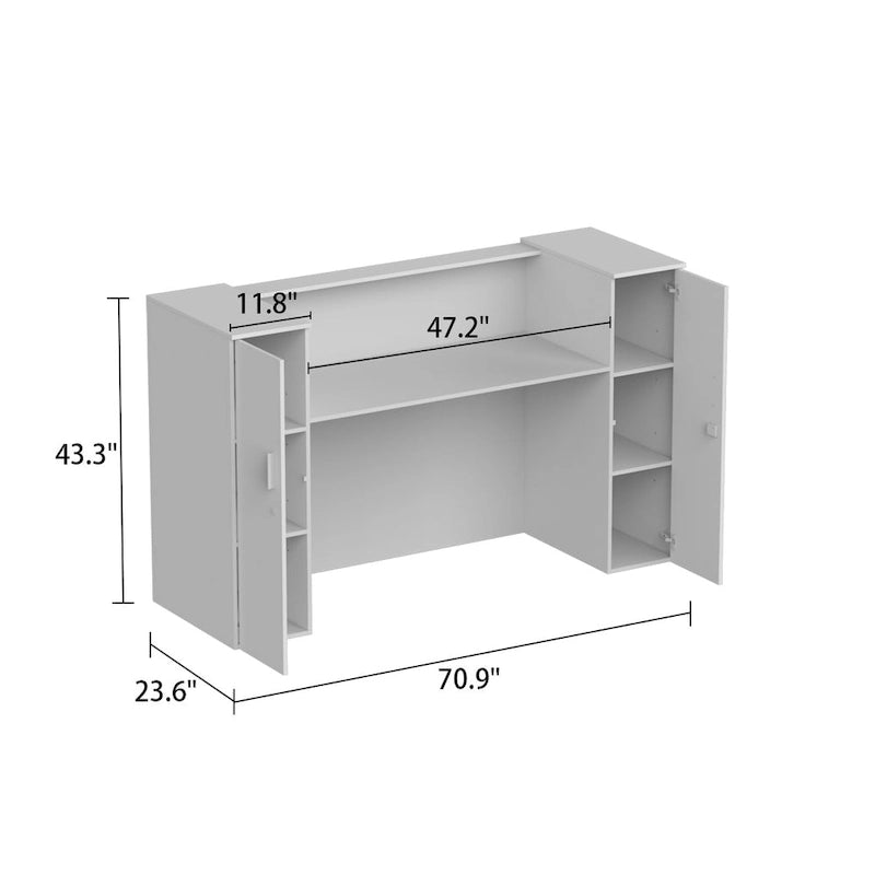 Comptoir de Réception Grande Table d'Accueil avec Étagère Réglable de Timechee