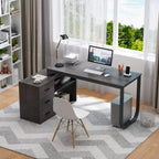 Bureaux d'angle de direction en L à 3 tiroirs avec armoire de rangement