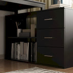Bureaux d'angle de direction en L à 3 tiroirs avec armoire de rangement