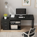 Bureaux d'angle de direction en L à 3 tiroirs avec armoire de rangement