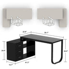 Bureaux d'angle de direction en L à 3 tiroirs avec armoire de rangement