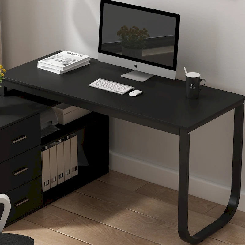 Bureaux d'angle de direction en L à 3 tiroirs avec armoire de rangement