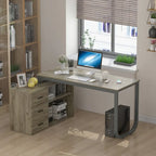 Bureaux d'angle de direction en L à 3 tiroirs avec armoire de rangement