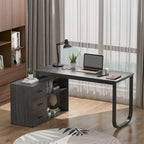 Bureaux d'angle de direction en L à 3 tiroirs avec armoire de rangement