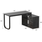 Bureaux d'angle de direction en L à 3 tiroirs avec armoire de rangement