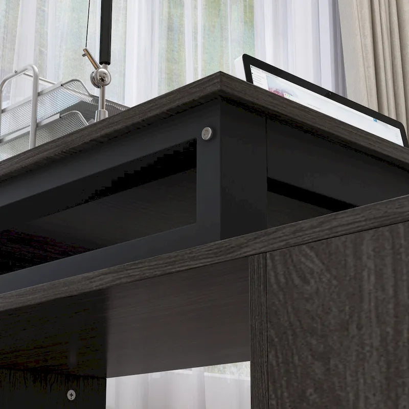 Bureaux d'angle de direction en L à 3 tiroirs avec armoire de rangement