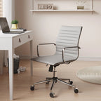 CAROCC Chaise de bureau d'ordinateur côtelée pivotante avec fonction d'inclinaison et de levage, fauteuil de bureau ergonomique en cuir de qualité supérieure