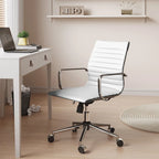 CAROCC Chaise de bureau d'ordinateur côtelée pivotante avec fonction d'inclinaison et de levage, fauteuil de bureau ergonomique en cuir de qualité supérieure