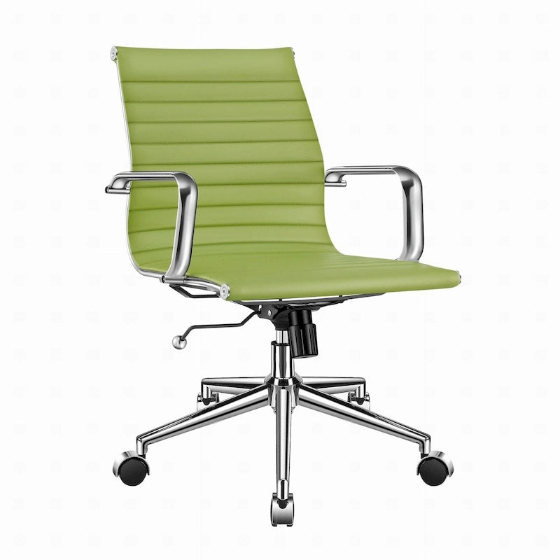 CAROCC Chaise de bureau d'ordinateur côtelée pivotante avec fonction d'inclinaison et de levage, fauteuil de bureau ergonomique en cuir de qualité supérieure