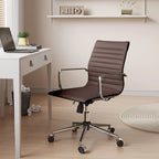 CAROCC Chaise de bureau d'ordinateur côtelée pivotante avec fonction d'inclinaison et de levage, fauteuil de bureau ergonomique en cuir de qualité supérieure