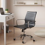 CAROCC Chaise de bureau d'ordinateur côtelée pivotante avec fonction d'inclinaison et de levage, fauteuil de bureau ergonomique en cuir de qualité supérieure