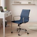 CAROCC Chaise de bureau d'ordinateur côtelée pivotante avec fonction d'inclinaison et de levage, fauteuil de bureau ergonomique en cuir de qualité supérieure
