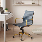 CAROCC Chaise de bureau d'ordinateur côtelée pivotante avec fonction d'inclinaison et de levage, fauteuil de bureau ergonomique en cuir de qualité supérieure