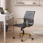 CAROCC Chaise de bureau d'ordinateur côtelée pivotante avec fonction d'inclinaison et de levage, fauteuil de bureau ergonomique en cuir de qualité supérieure