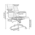 CAROCC Chaise de bureau d'ordinateur côtelée pivotante avec fonction d'inclinaison et de levage, fauteuil de bureau ergonomique en cuir de qualité supérieure