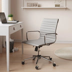 CAROCC Chaise de bureau d'ordinateur côtelée pivotante avec fonction d'inclinaison et de levage, fauteuil de bureau ergonomique en cuir de qualité supérieure