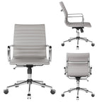 CAROCC Chaise de bureau d'ordinateur côtelée pivotante avec fonction d'inclinaison et de levage, fauteuil de bureau ergonomique en cuir de qualité supérieure