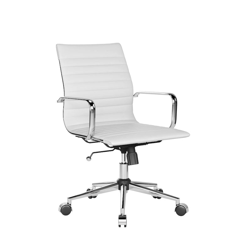 CAROCC Chaise de bureau d'ordinateur côtelée pivotante avec fonction d'inclinaison et de levage, fauteuil de bureau ergonomique en cuir de qualité supérieure