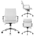 CAROCC Chaise de bureau d'ordinateur côtelée pivotante avec fonction d'inclinaison et de levage, fauteuil de bureau ergonomique en cuir de qualité supérieure