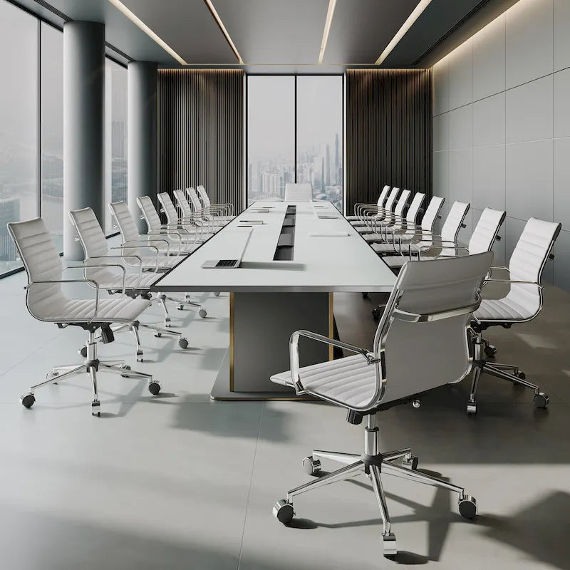 CAROCC Chaise de bureau d'ordinateur côtelée pivotante avec fonction d'inclinaison et de levage, fauteuil de bureau ergonomique en cuir de qualité supérieure