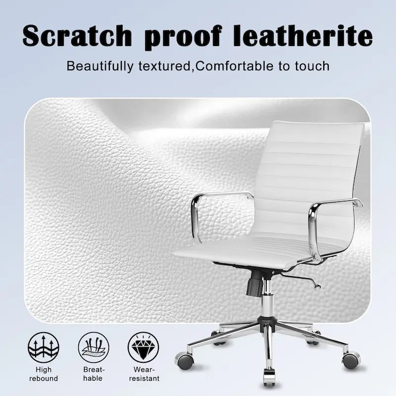 CAROCC Chaise de bureau d'ordinateur côtelée pivotante avec fonction d'inclinaison et de levage, fauteuil de bureau ergonomique en cuir de qualité supérieure