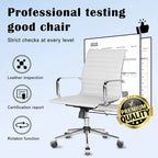 CAROCC Chaise de bureau d'ordinateur côtelée pivotante avec fonction d'inclinaison et de levage, fauteuil de bureau ergonomique en cuir de qualité supérieure