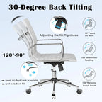 CAROCC Chaise de bureau d'ordinateur côtelée pivotante avec fonction d'inclinaison et de levage, fauteuil de bureau ergonomique en cuir de qualité supérieure