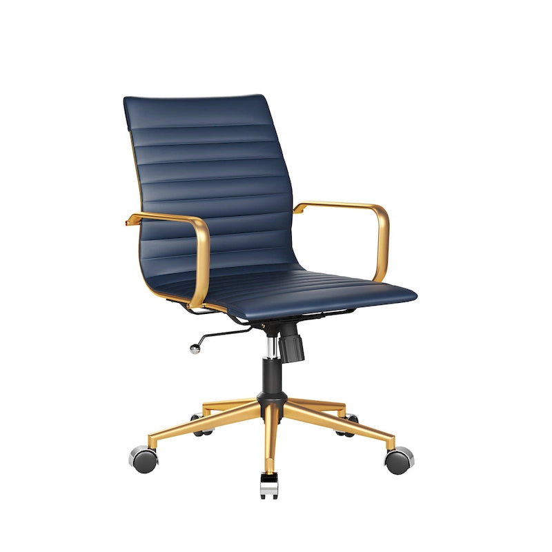 CAROCC Chaise de bureau d'ordinateur côtelée pivotante avec fonction d'inclinaison et de levage, fauteuil de bureau ergonomique en cuir de qualité supérieure