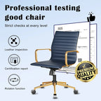 CAROCC Chaise de bureau d'ordinateur côtelée pivotante avec fonction d'inclinaison et de levage, fauteuil de bureau ergonomique en cuir de qualité supérieure