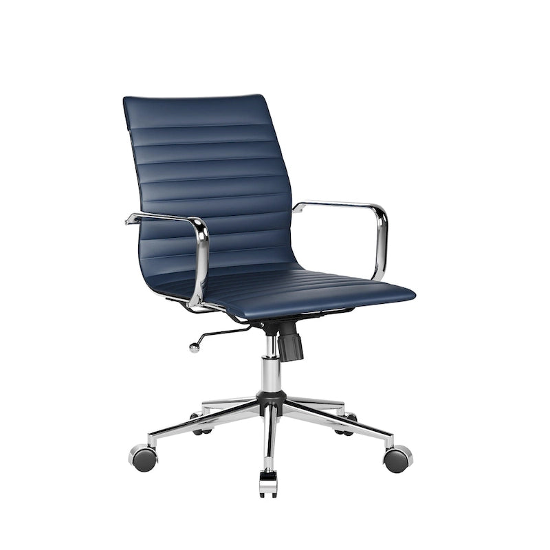 CAROCC Chaise de bureau d'ordinateur côtelée pivotante avec fonction d'inclinaison et de levage, fauteuil de bureau ergonomique en cuir de qualité supérieure