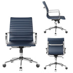 CAROCC Chaise de bureau d'ordinateur côtelée pivotante avec fonction d'inclinaison et de levage, fauteuil de bureau ergonomique en cuir de qualité supérieure
