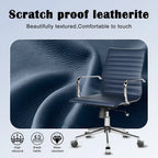 CAROCC Chaise de bureau d'ordinateur côtelée pivotante avec fonction d'inclinaison et de levage, fauteuil de bureau ergonomique en cuir de qualité supérieure