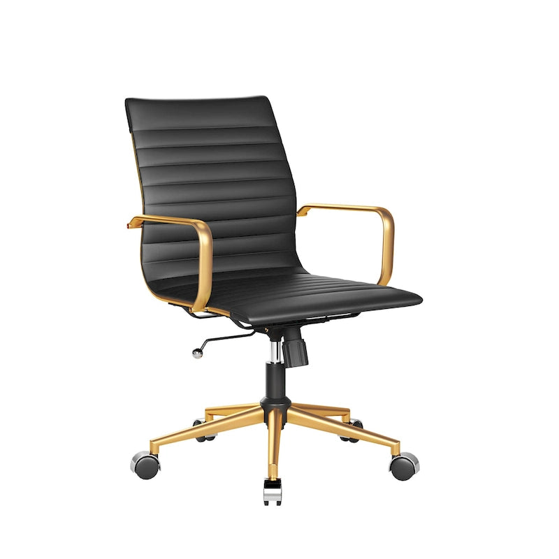CAROCC Chaise de bureau d'ordinateur côtelée pivotante avec fonction d'inclinaison et de levage, fauteuil de bureau ergonomique en cuir de qualité supérieure