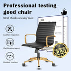 CAROCC Chaise de bureau d'ordinateur côtelée pivotante avec fonction d'inclinaison et de levage, fauteuil de bureau ergonomique en cuir de qualité supérieure