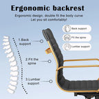 CAROCC Chaise de bureau d'ordinateur côtelée pivotante avec fonction d'inclinaison et de levage, fauteuil de bureau ergonomique en cuir de qualité supérieure