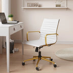 CAROCC Chaise de bureau d'ordinateur côtelée pivotante avec fonction d'inclinaison et de levage, fauteuil de bureau ergonomique en cuir de qualité supérieure