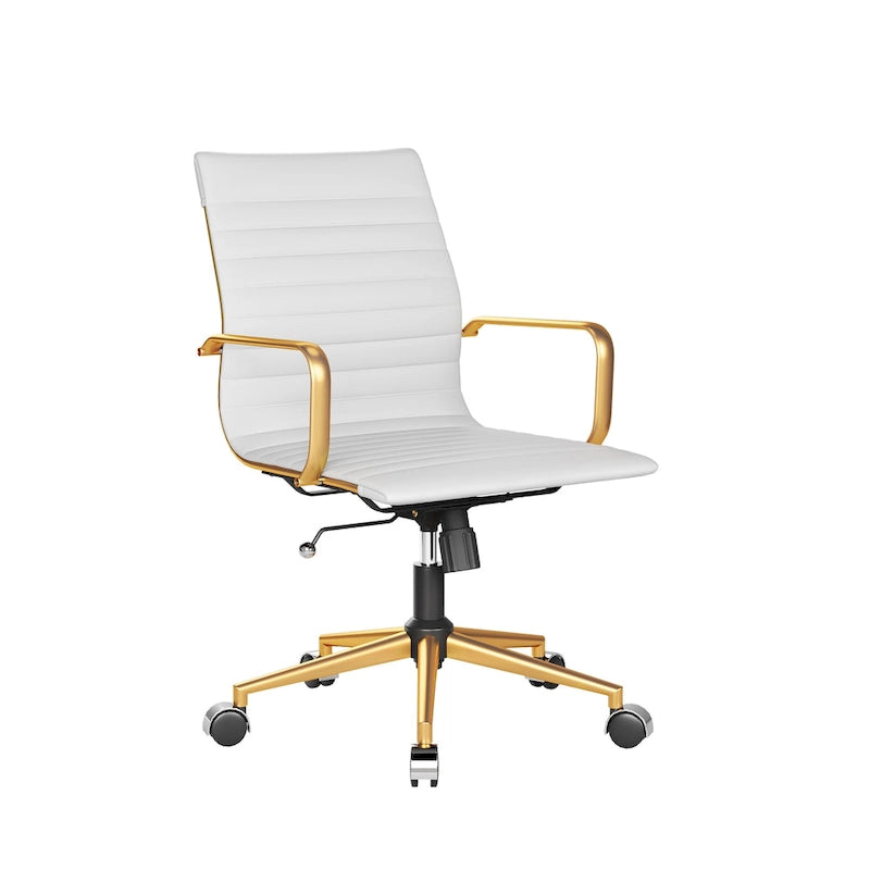 CAROCC Chaise de bureau d'ordinateur côtelée pivotante avec fonction d'inclinaison et de levage, fauteuil de bureau ergonomique en cuir de qualité supérieure