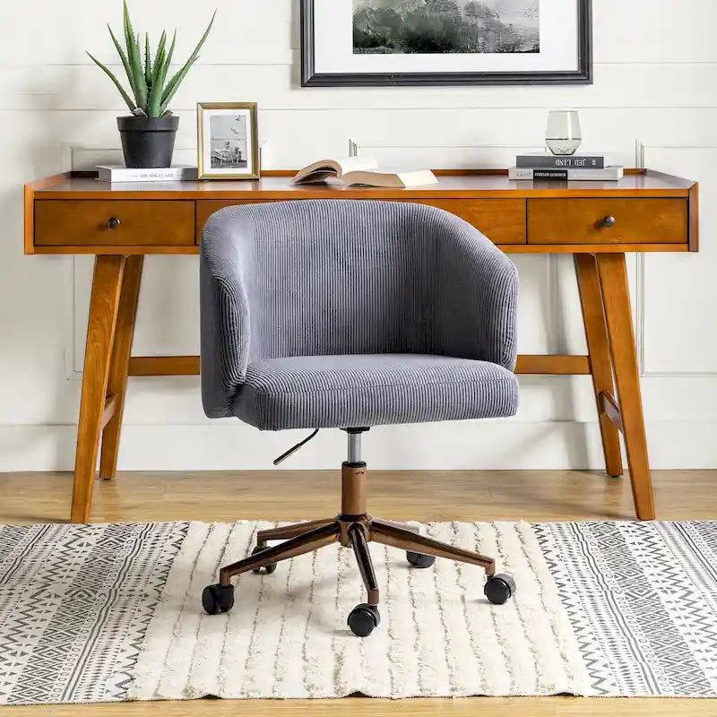 Fauteuil de bureau pivotant ergonomique Astore Modern en velours côtelé avec hauteur réglable par HULALA HOME