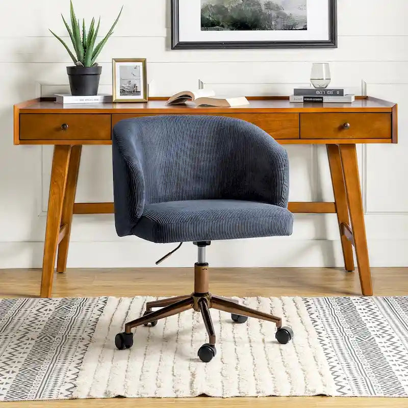 Fauteuil de bureau pivotant ergonomique Astore Modern en velours côtelé avec hauteur réglable par HULALA HOME