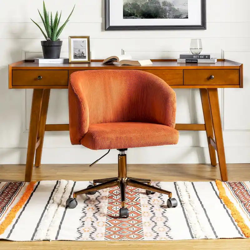 Fauteuil de bureau pivotant ergonomique Astore Modern en velours côtelé avec hauteur réglable par HULALA HOME
