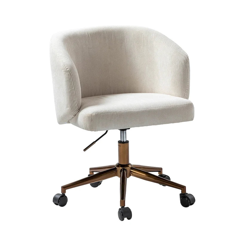 Fauteuil de bureau pivotant ergonomique Astore Modern en velours côtelé avec hauteur réglable par HULALA HOME