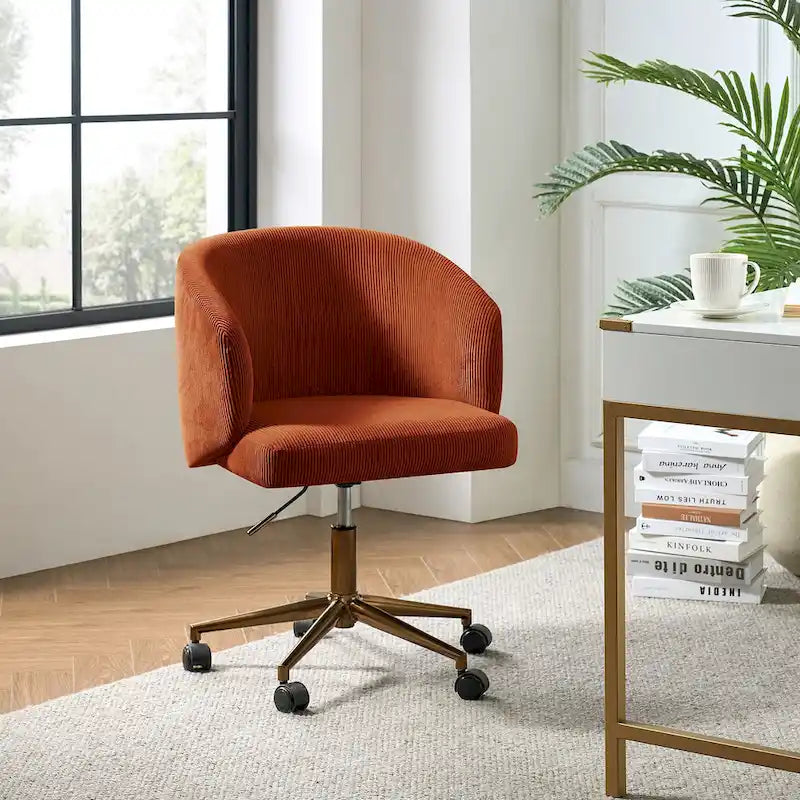 Fauteuil de bureau pivotant ergonomique Astore Modern en velours côtelé avec hauteur réglable par HULALA HOME