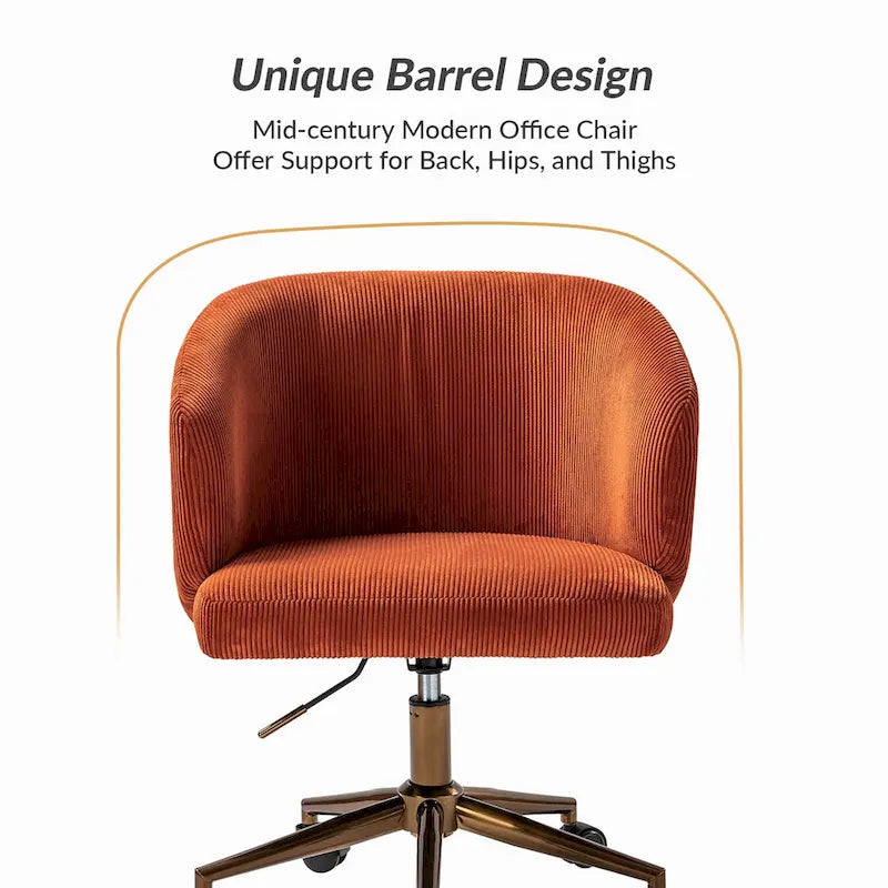 Fauteuil de bureau pivotant ergonomique Astore Modern en velours côtelé avec hauteur réglable par HULALA HOME