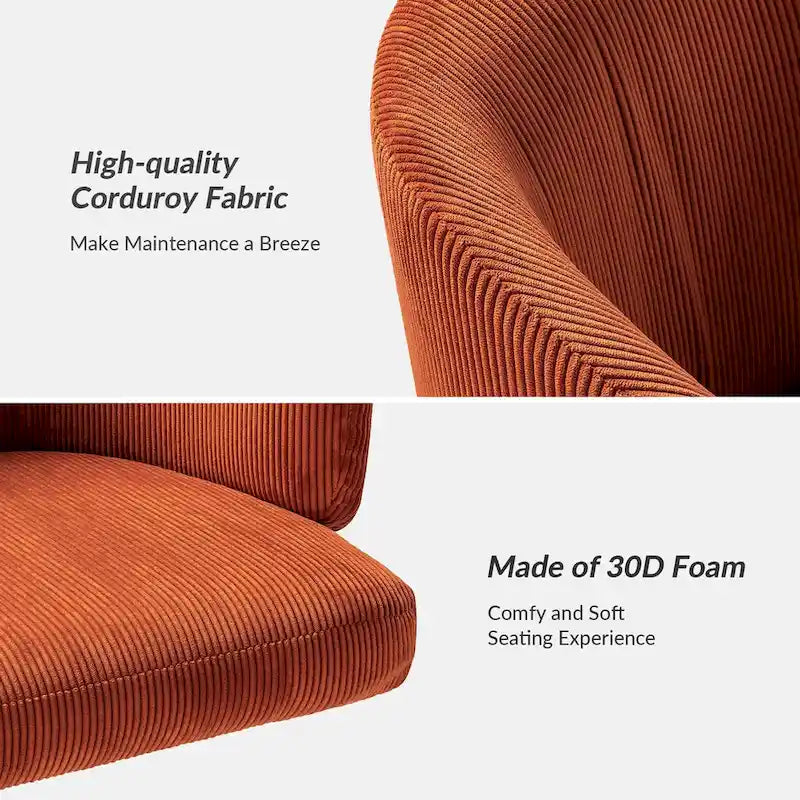 Fauteuil de bureau pivotant ergonomique Astore Modern en velours côtelé avec hauteur réglable par HULALA HOME